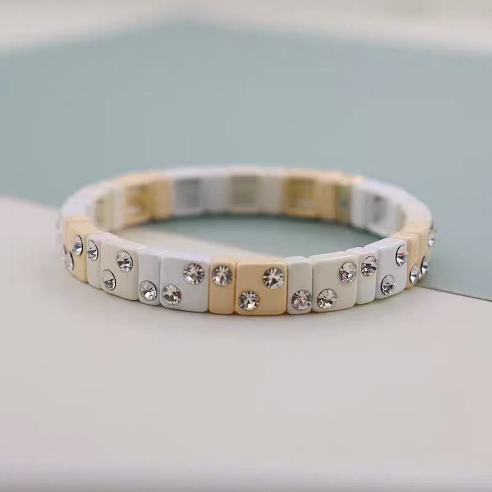 Roxanne Assoulin -  Yellow White Brite Bit X Bit  Stretch Bracelet